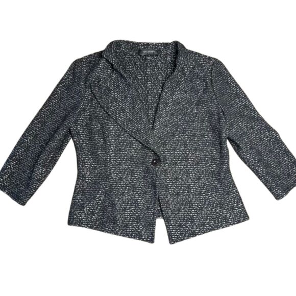 St. John Women's Tweed Knit Black & White Blazer Size Large - Picture 3 of 8